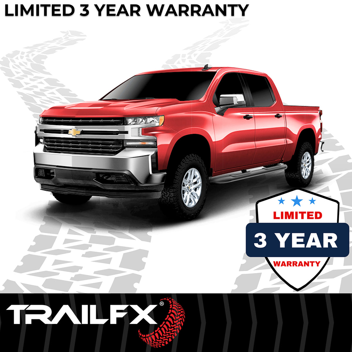 TrailFX Step Nerf Bar For Toyota Tacoma - With Step Pads, 4 Inch Oval Bent, With Welded End Caps (A1019T)