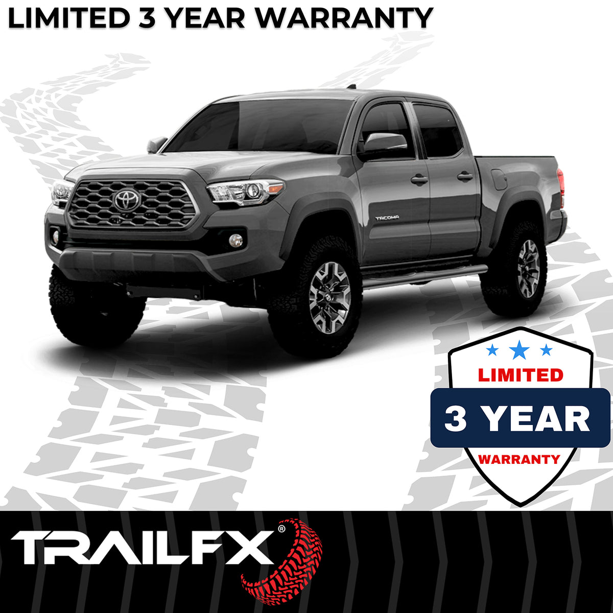 TrailFX Step Nerf Bar For Toyota Tacoma - With Step Pads, 4 Inch Oval Straight, With Welded End Caps (A1559T)