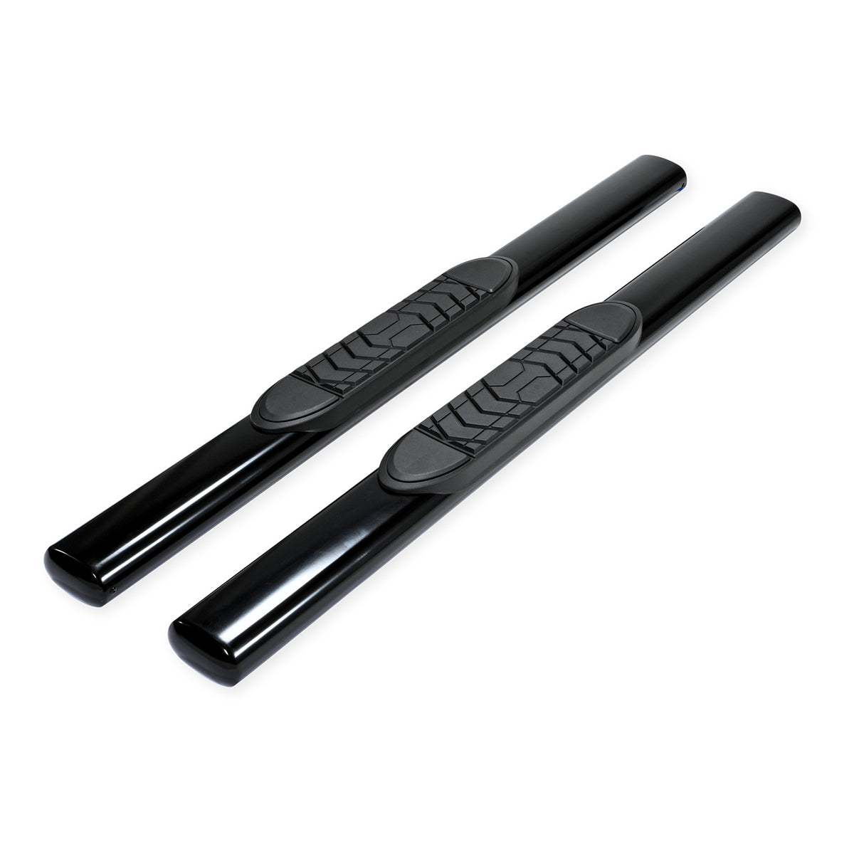 TrailFX Step Nerf Bar For Chevrolet, GMC Trucks - With Step Pads 5 Inch Oval Straight Powder Coated Black (A7001B)