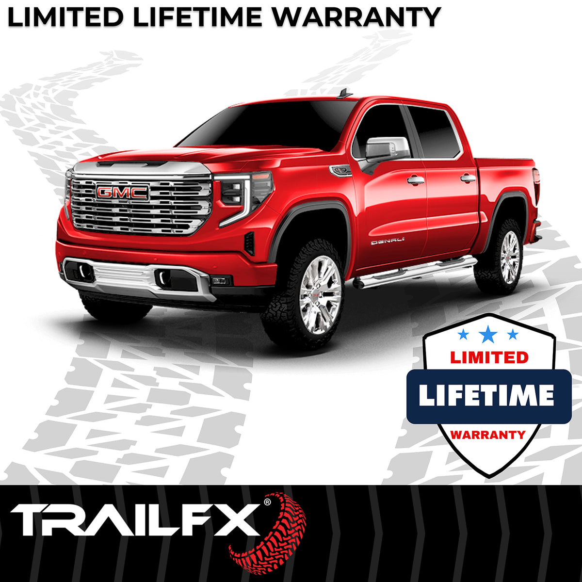 TrailFX Step Nerf Bar For Chevrolet, GMC Trucks - With Step Pads 5 Inch Oval Straight Polished Stainless (A7036S)