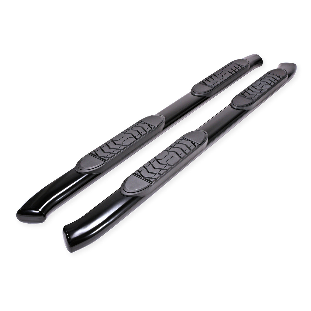TrailFX Step Nerf Bar For Ram 1500 - With Step Pads 5 Inch Oval Bent Powder Coated Black Steel (A7085B)