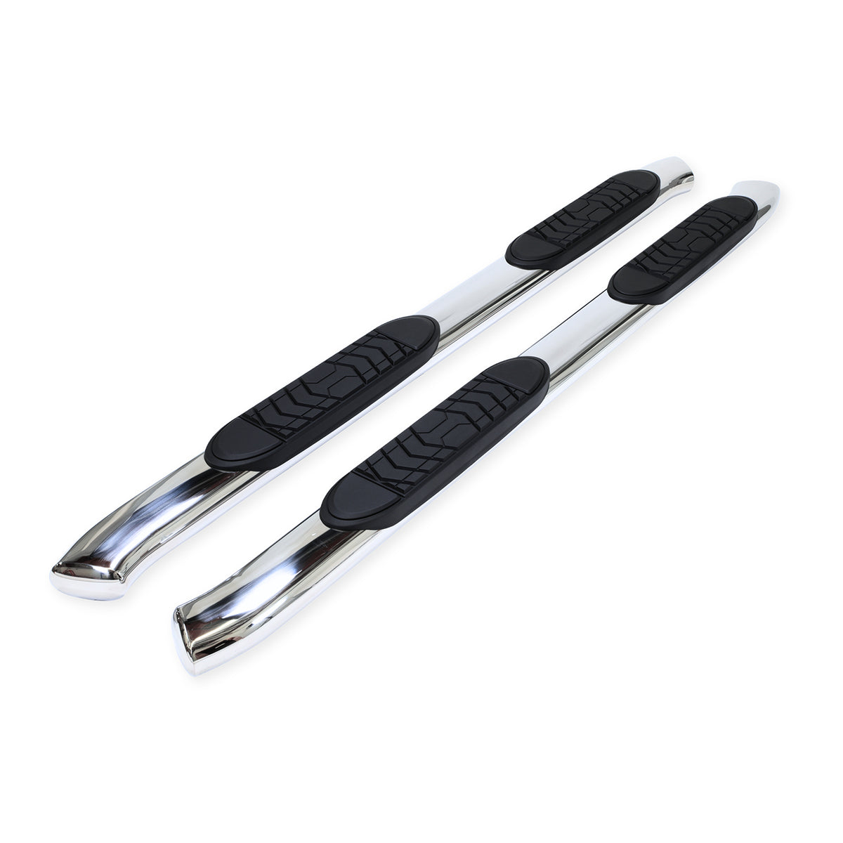 TrailFX Step Nerf Bar For Ford Ranger - With Step Pads, 5 Inch Oval Bent, With Welded End Caps (A7091S)