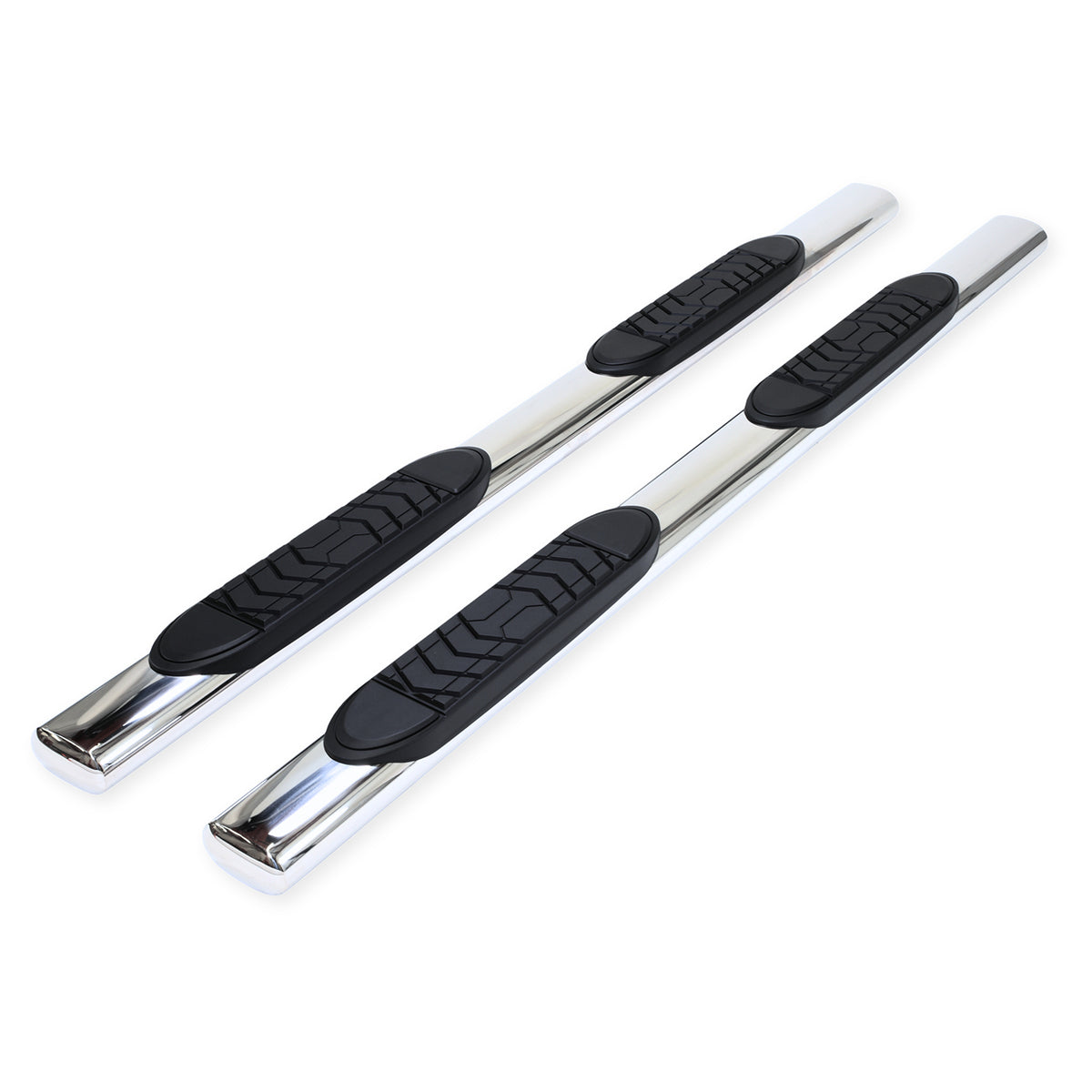 TrailFX Step Nerf Bar For Ford Ranger - With Step Pads, 5 Inch Oval Straight, With Welded End Caps (A7093S)