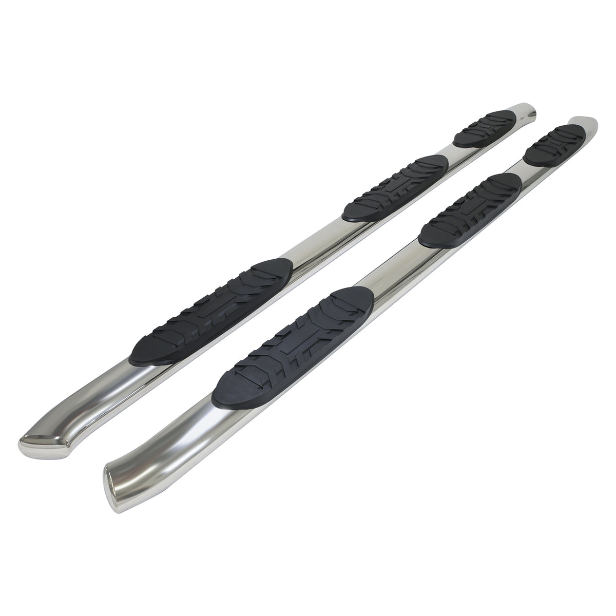 TrailFX Step Nerf Bar For Dodge, Ram Trucks - With Step Pads With Bed Step 5 Inch Oval Bent Polished (A7062S)