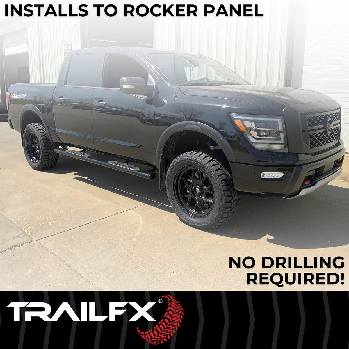 TrailFX Step Nerf Bar For Toyota Tundra - With Step Pads, With Bed Step, 5 Inch Oval Straight (A7100T)