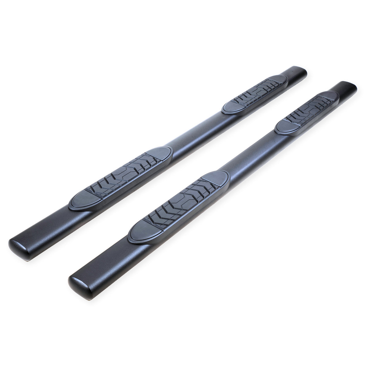 TrailFX Step Nerf Bar For Toyota Tacoma - With Step Pads, 5 Inch Oval Bent, With Welded End Caps (A7103T)