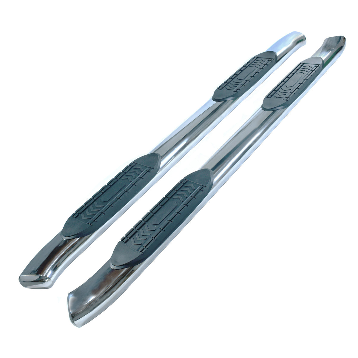 TrailFX Step Nerf Bar For Ford F-150 - With Step Pads 6 Inch Oval Bent Polished Stainless Steel (A8239S)