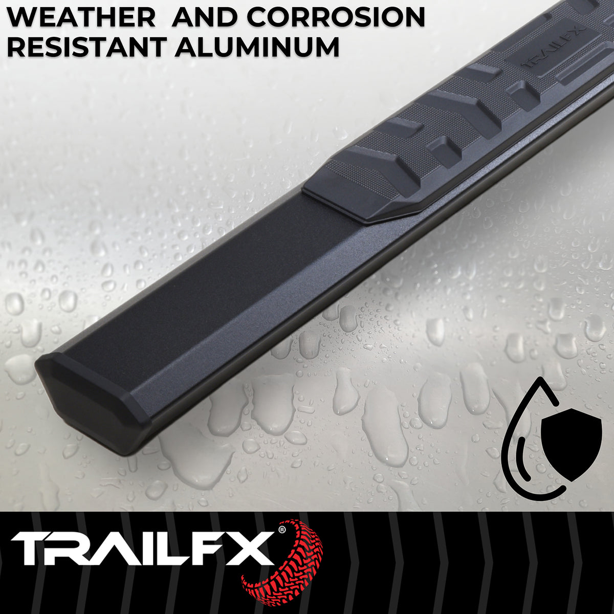TrailFX Step Nerf Bar For Chevrolet, GMC Trucks - With Step Pads, 4 1/2 Inch Hexagonal Straight, With Plastic (AL4004B)