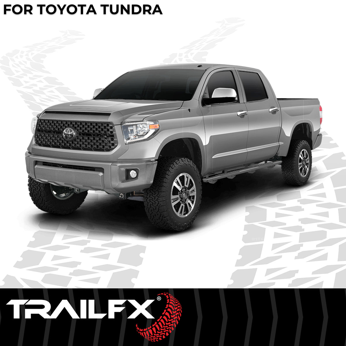 TrailFX Step Nerf Bar For Toyota Tundra - With Step Pads, 4-1/2 Inch Hexagonal Straight, With Plastic (AL4023B)