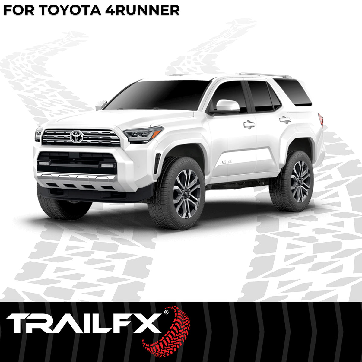TrailFX Step Nerf Bar For Toyota 4Runner - With Step Pads, Powder Coated, Titanium Black, Aluminum (AL4027B)
