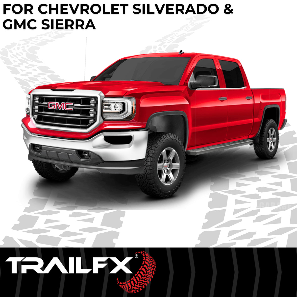 TrailFX Running Board For Chevrolet, GMC Trucks - With 6-1/2 Inch Wide Step Area, With Welded End Caps/ (AL6005B)