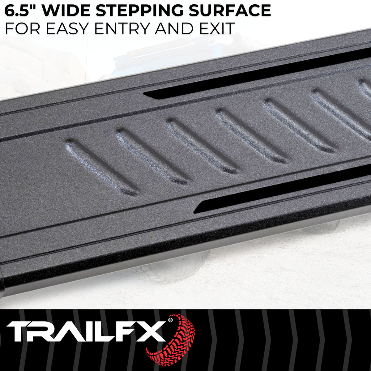 TrailFX Running Board For Dodge, Ram Trucks - With 6-1/2 Inch Wide Step Area, With Welded End Caps/ (AL6011B)