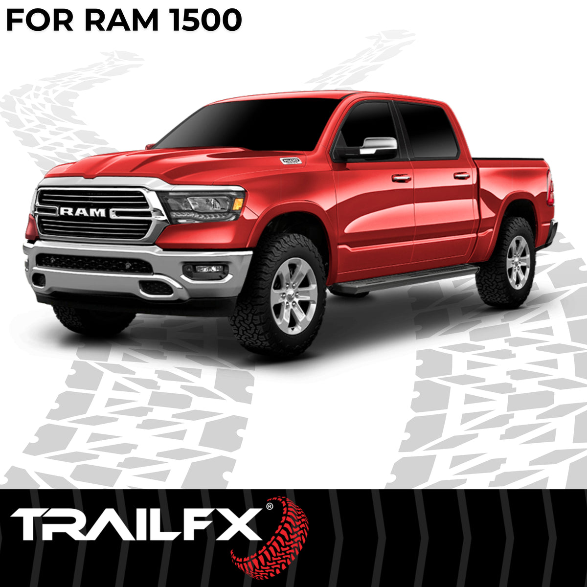 TrailFX Running Board For Ram 1500 - With 6-1/2 Inch Wide Step Area, With Welded End Caps/ (AL6012B)