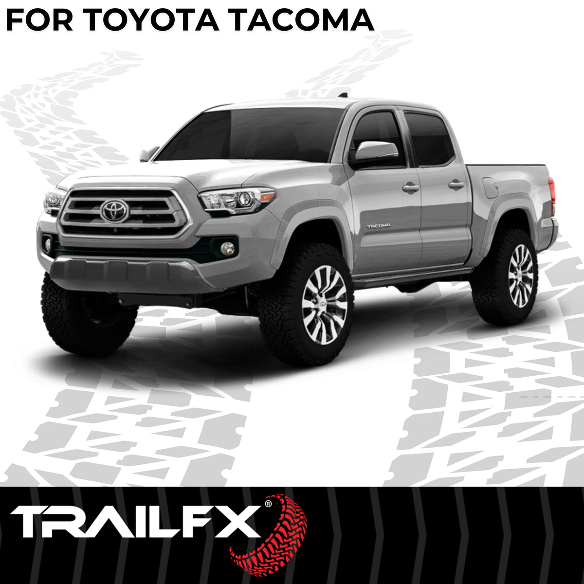 TrailFX Running Board For Toyota Tacoma - With 6-1/2 Inch Wide Step Area, With Welded End Caps/ (AL6015B)