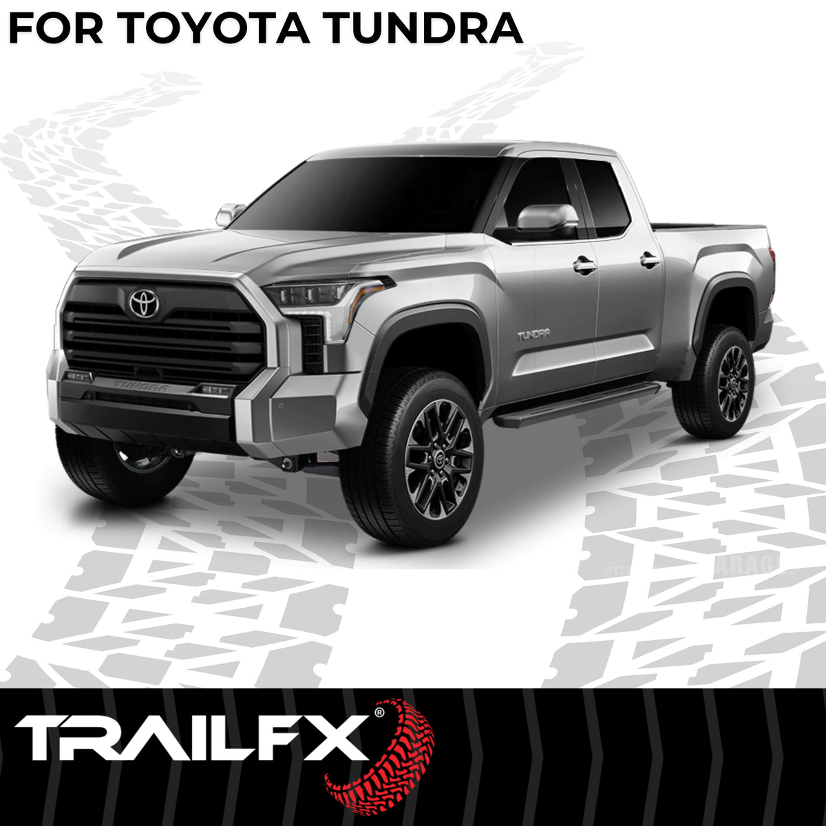 TrailFX Running Board For Toyota Tundra - With 6-1/2 Inch Wide Step Area, With Welded End Caps/ (AL6017B)