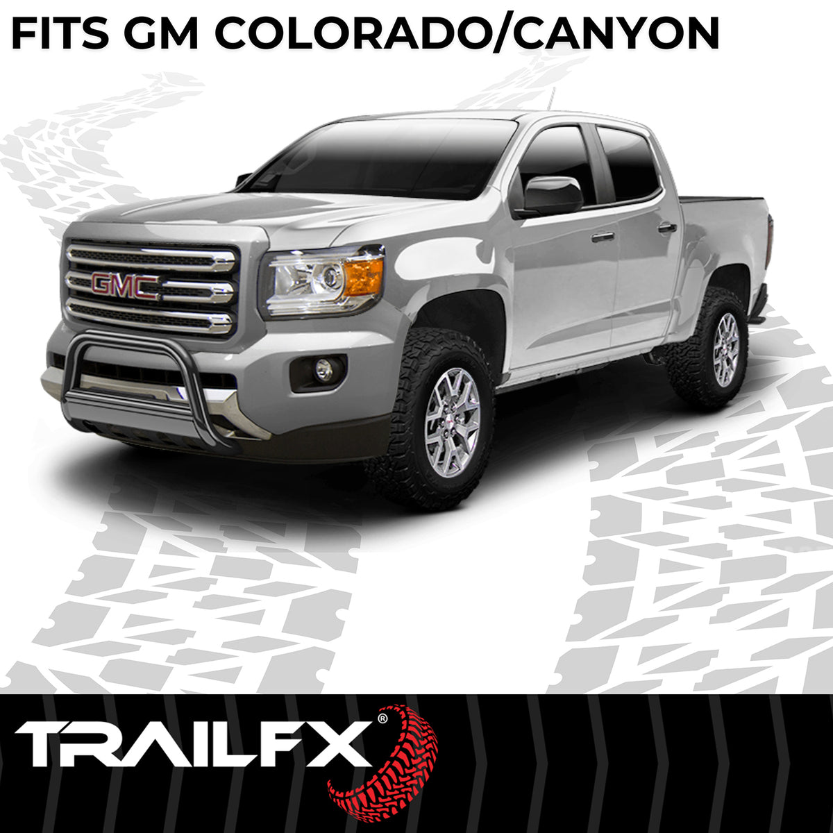 TrailFX Bull Bar For Chevrolet Colorado, GMC Canyon - Powder Coated Black Steel 3 Inch Diameter With Skid Plate (B0029B)