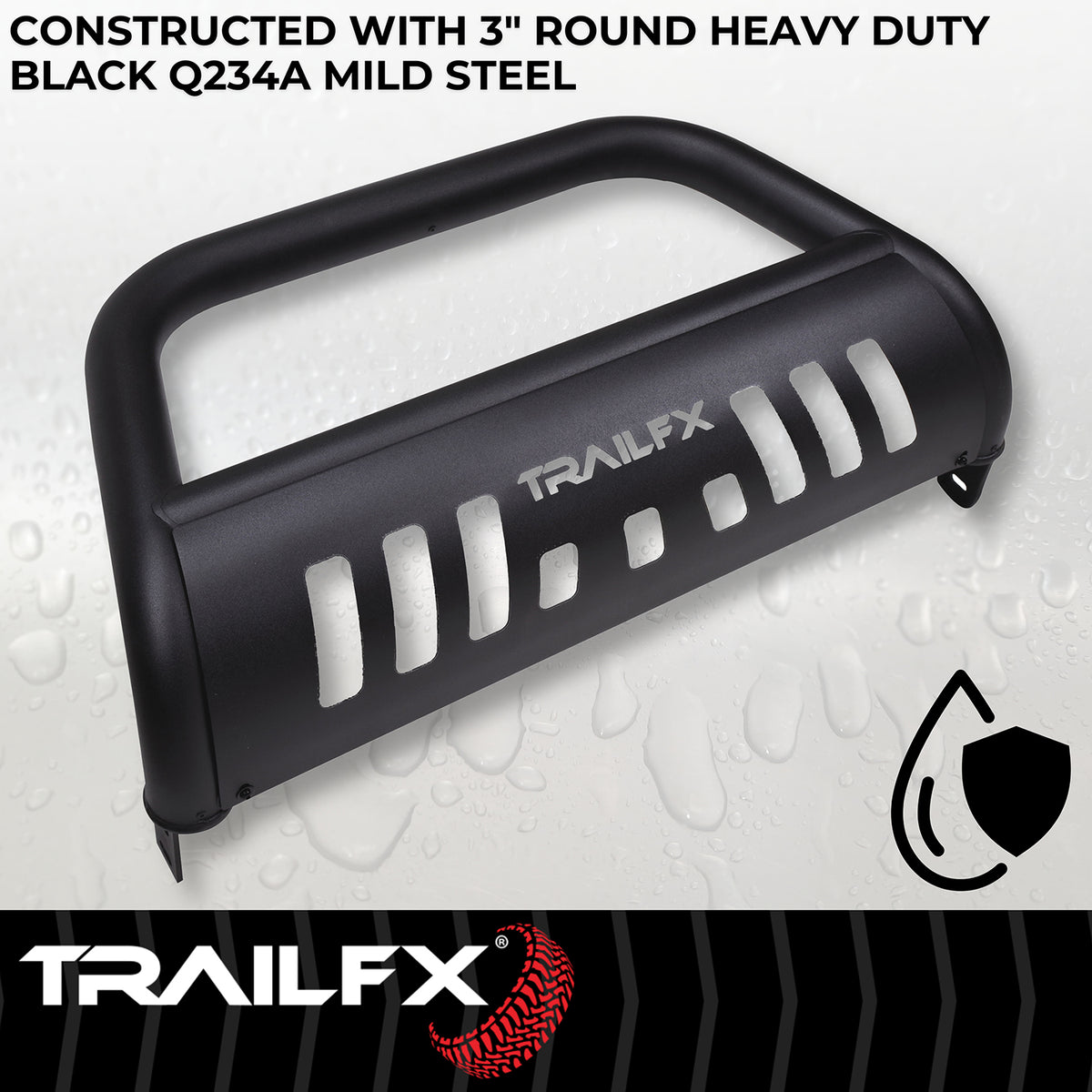TrailFX Bull Bar For Chevrolet Tahoe - 3 Inch Diameter, With Skid Plate, With Holes For Optional (B0043T)