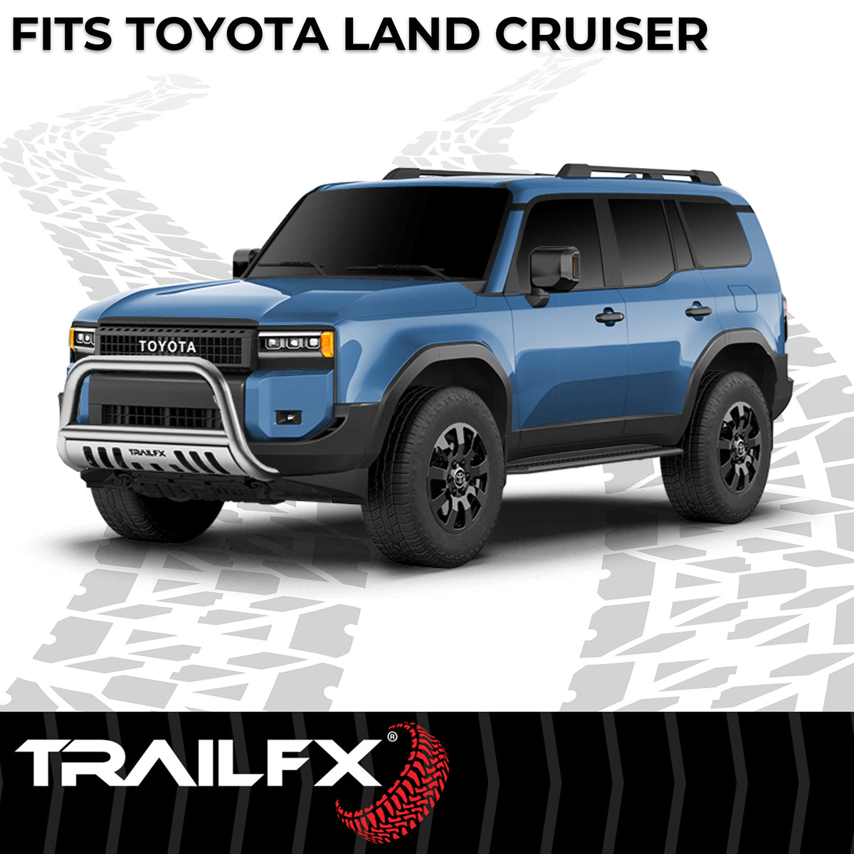 TrailFX Bull Bar For Toyota Land Cruiser - With Skid Plate, With Holes For Optional Lighting, 6-1/2 (B0046S)