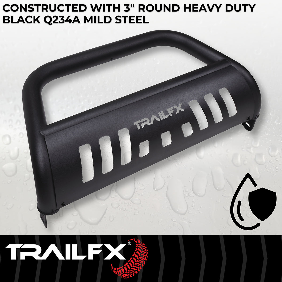 TrailFX Bull Bar For Toyota Land Cruiser - With Skid Plate, With Holes For Optional Lighting, 6-1/2 (B0046T)