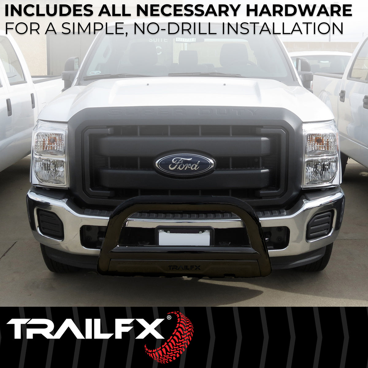 TrailFX Bull Bar For Toyota Land Cruiser - With Skid Plate, With Holes For Optional Lighting, 6-1/2 (B0046T)