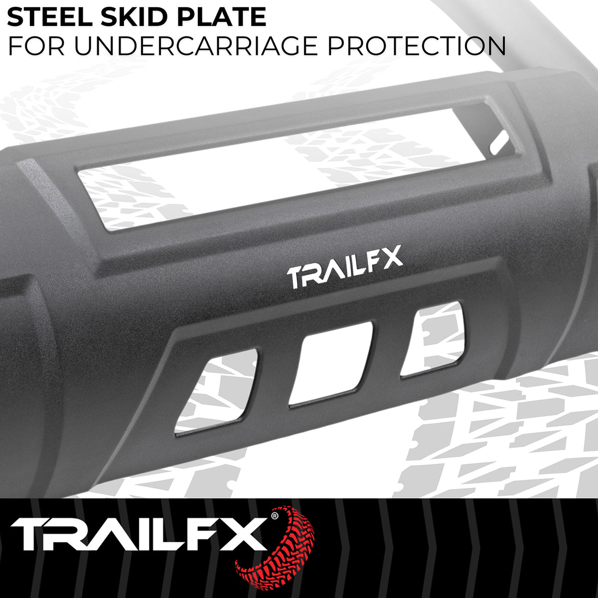 TrailFX Bull Bar For Jeep Gladiator, Jeep Wrangler - 3-1/2 Inch Diameter, With Skid Plate, Without Light Bar (B1613T)