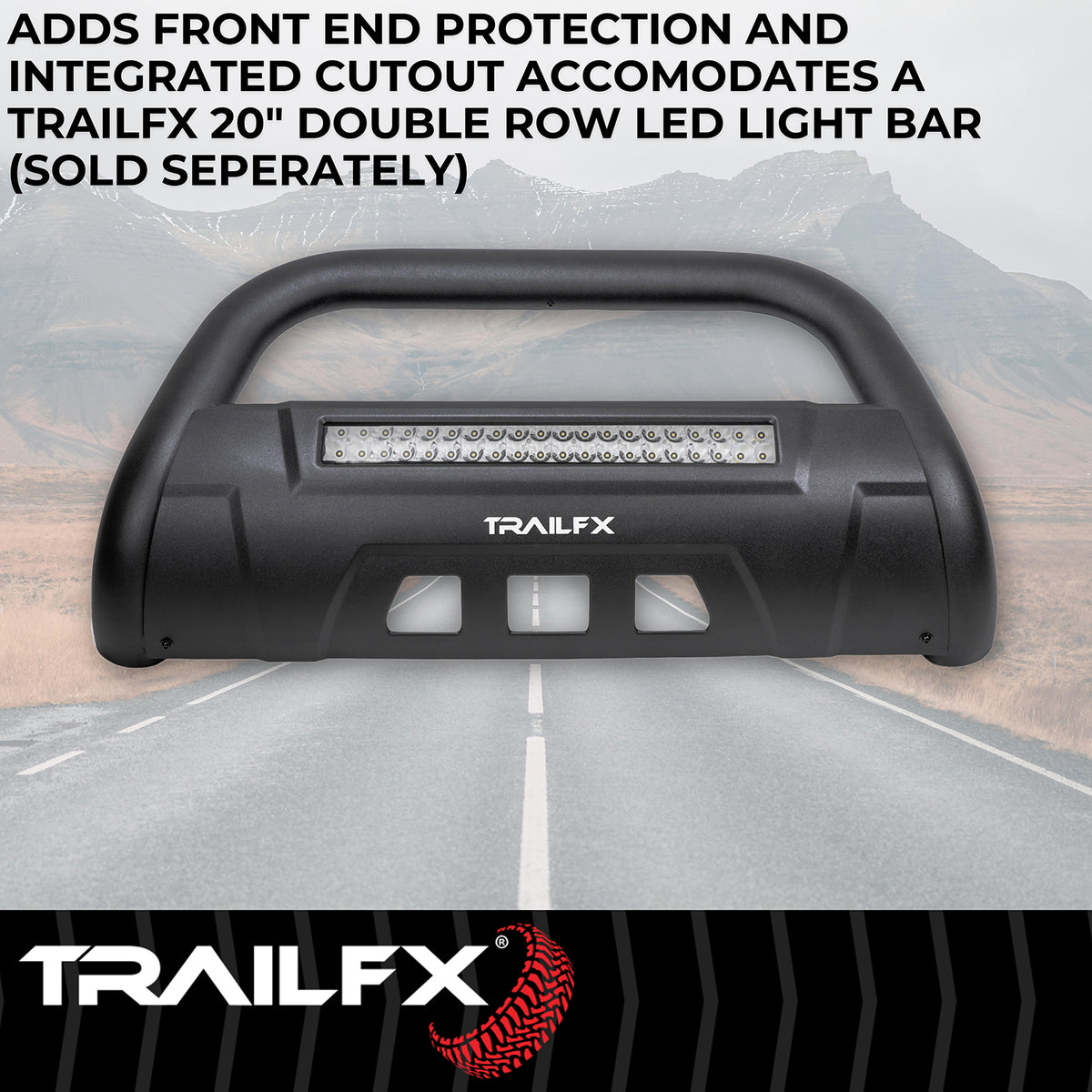 TrailFX Bull Bar For Toyota Tundra - 3-1/2 Inch Diameter, With Skid Plate, Without Light Bar (B1614T)