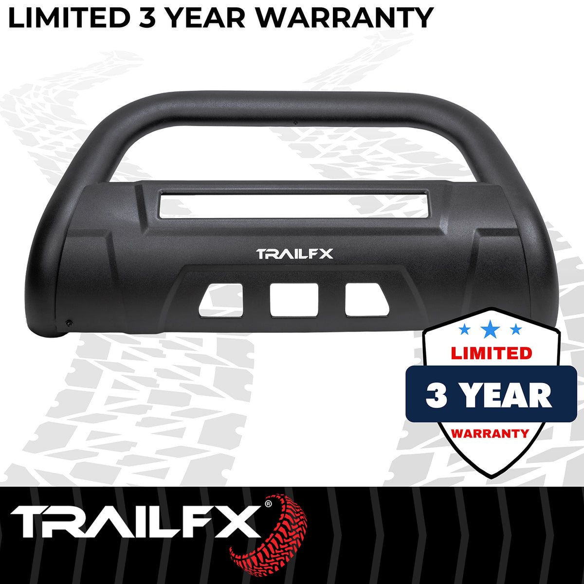 TrailFX Bull Bar For Toyota Tundra - 3-1/2 Inch Diameter, With Skid Plate, Without Light Bar (B1614T)