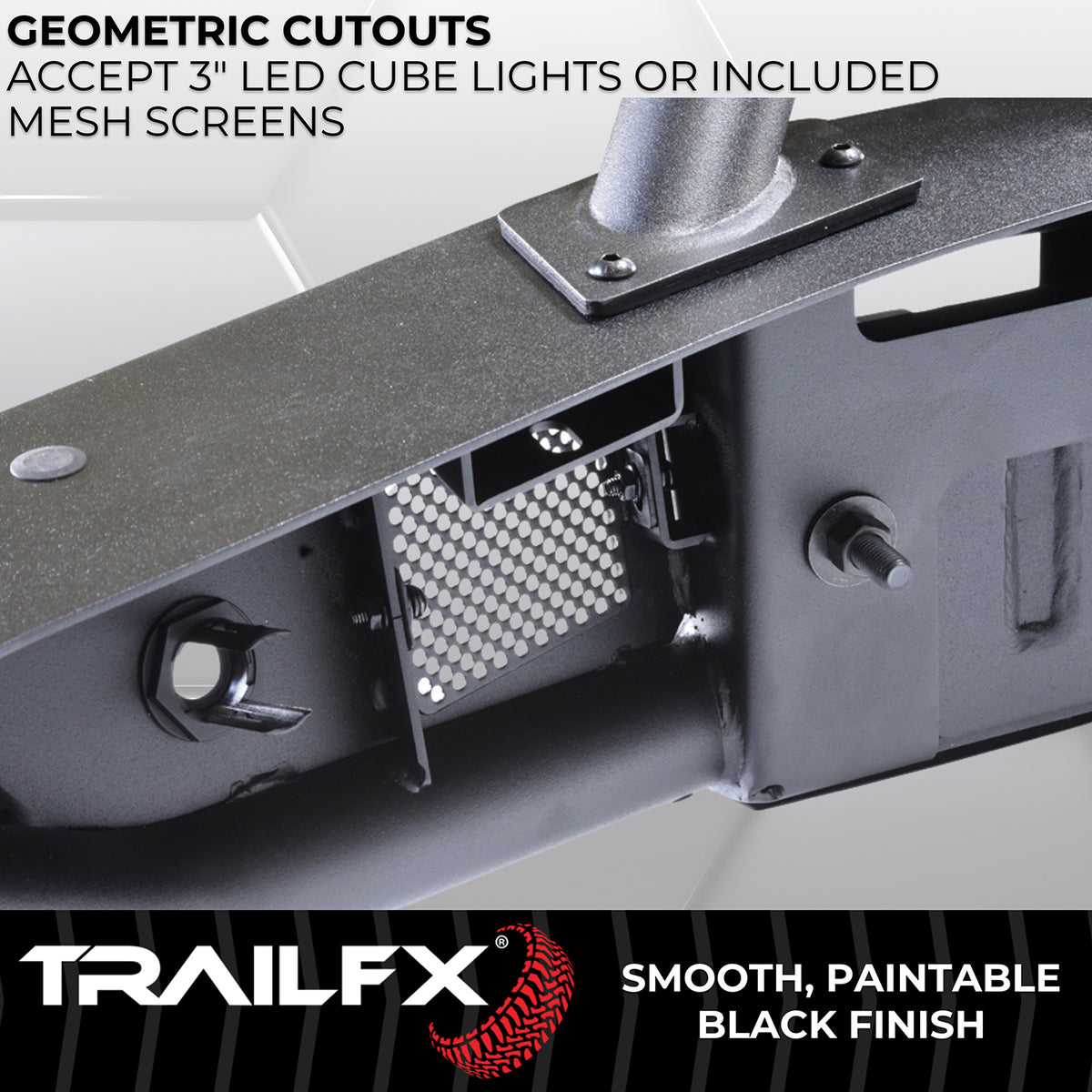 TrailFX Bumper For Ford Bronco - Direct-Fit, Mntng Hrdwr Included, With Pre Runr Grd/ D-Ring (BR001T)