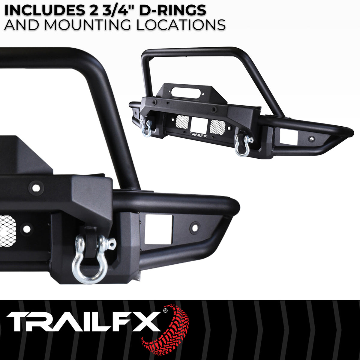 TrailFX Bumper For Ford Bronco - Direct-Fit, Mntng Hrdwr Included, With Wnch Mnt/ Pre Runr (BR002T)