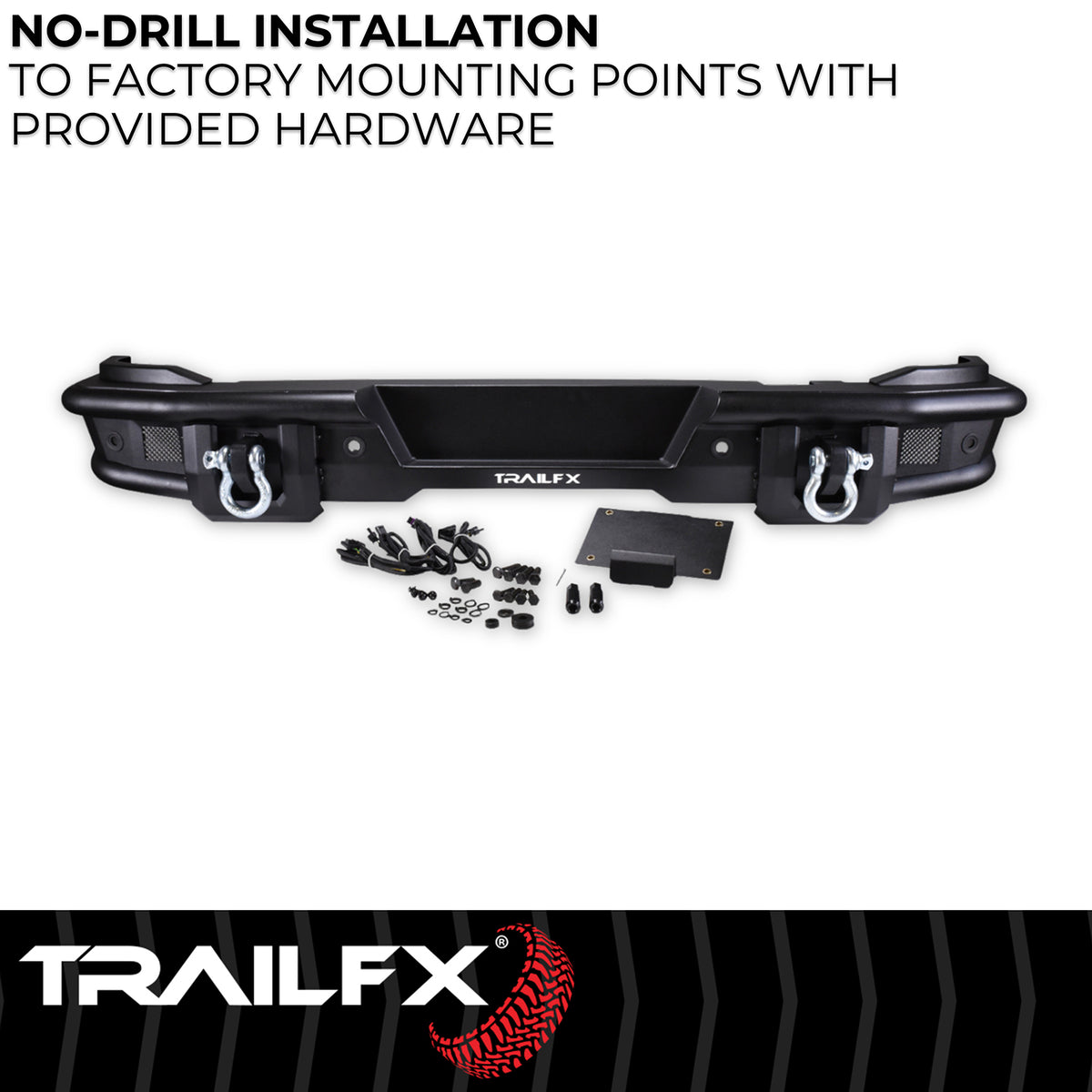 TrailFX Bumper For Ford Bronco - Direct-Fit, Mounting Hardware Included, With D-Ring Mounts (BR004T)