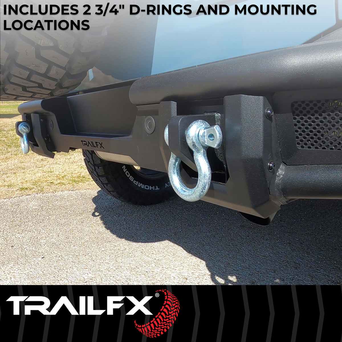 TrailFX Bumper For Ford Bronco - Direct-Fit, Mounting Hardware Included, With D-Ring Mounts (BR004T)