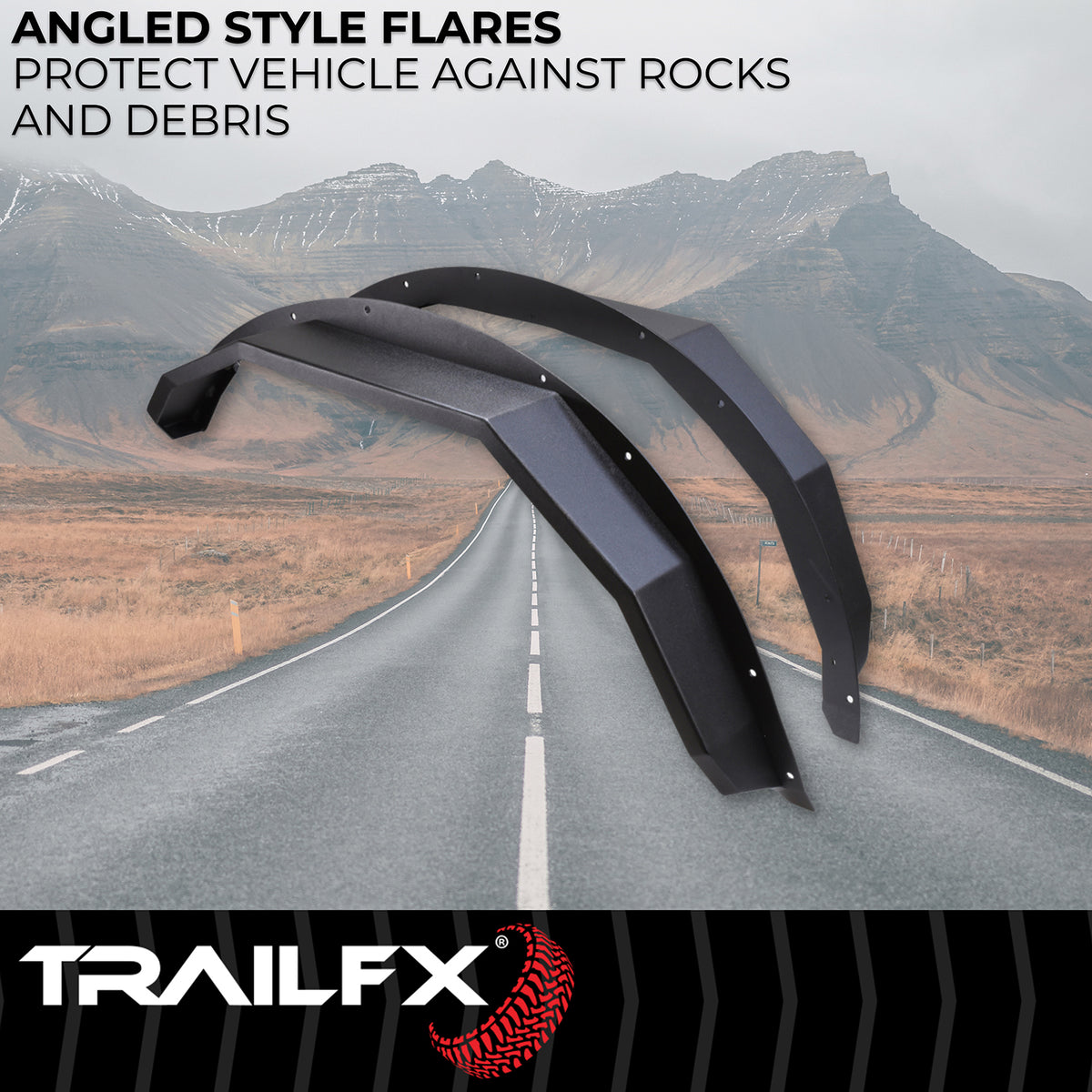TrailFX Fender Flare For Ford Bronco - 5 Inch Tire Coverage, Powder Coated, Matte Black, Steel (BR007T)
