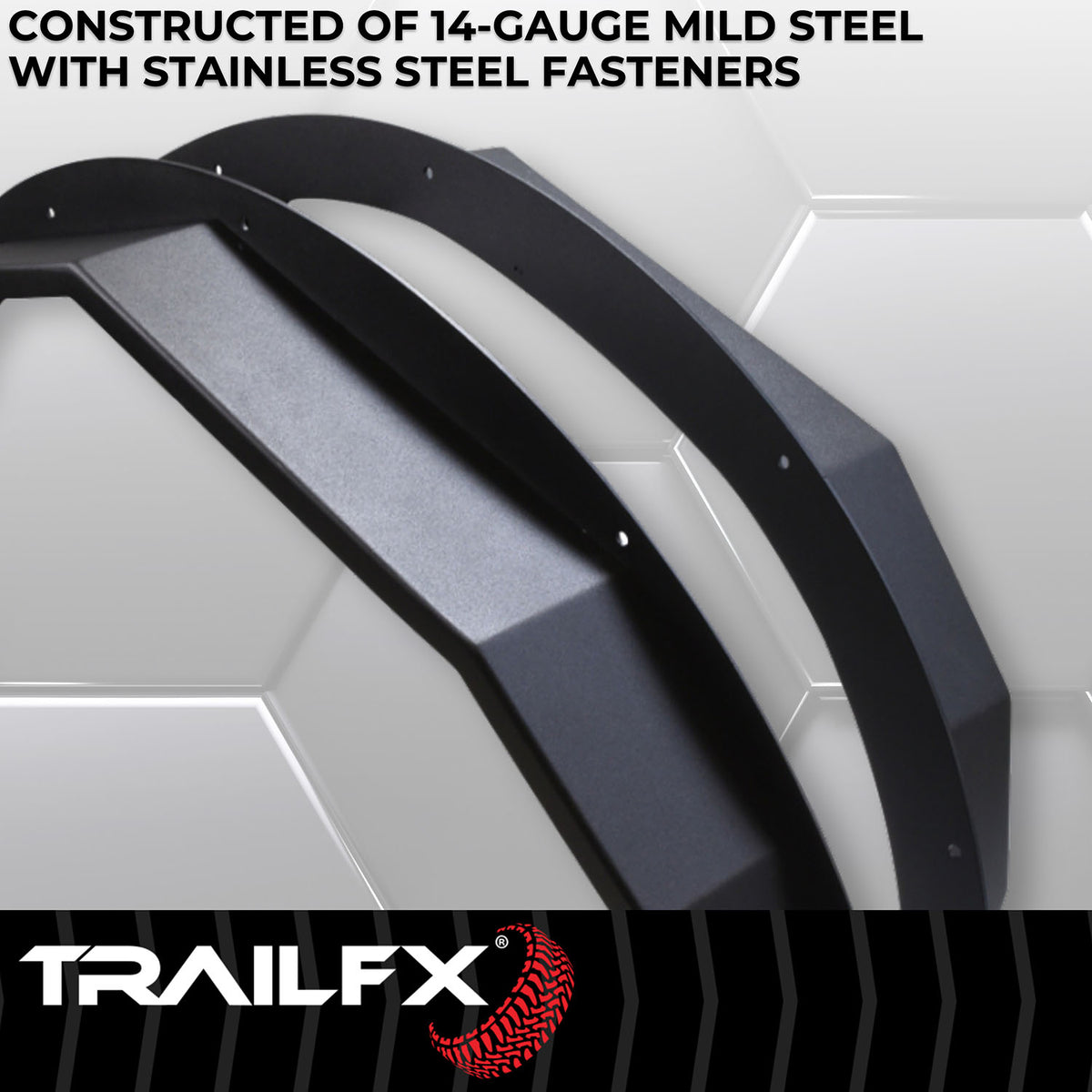 TrailFX Fender Flare For Ford Bronco - 4-3/4 Inch Tire Coverage, Powder Coated, Matte Black (BR008T)