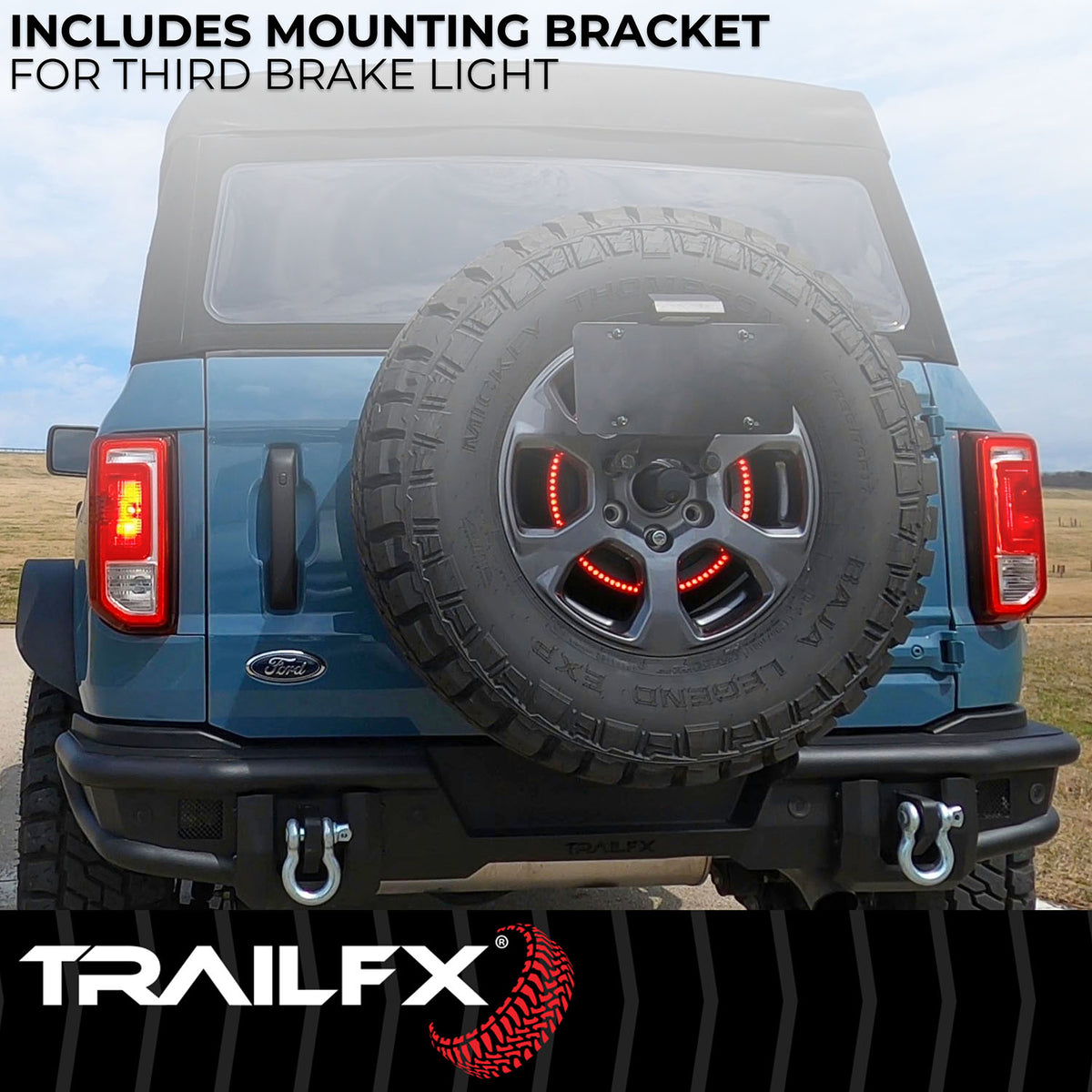 TrailFX Spare Tire Carrier For Ford Bronco - 37 Inch Maximum Tire Size, Used With Factory Spare Tire (BR010T)