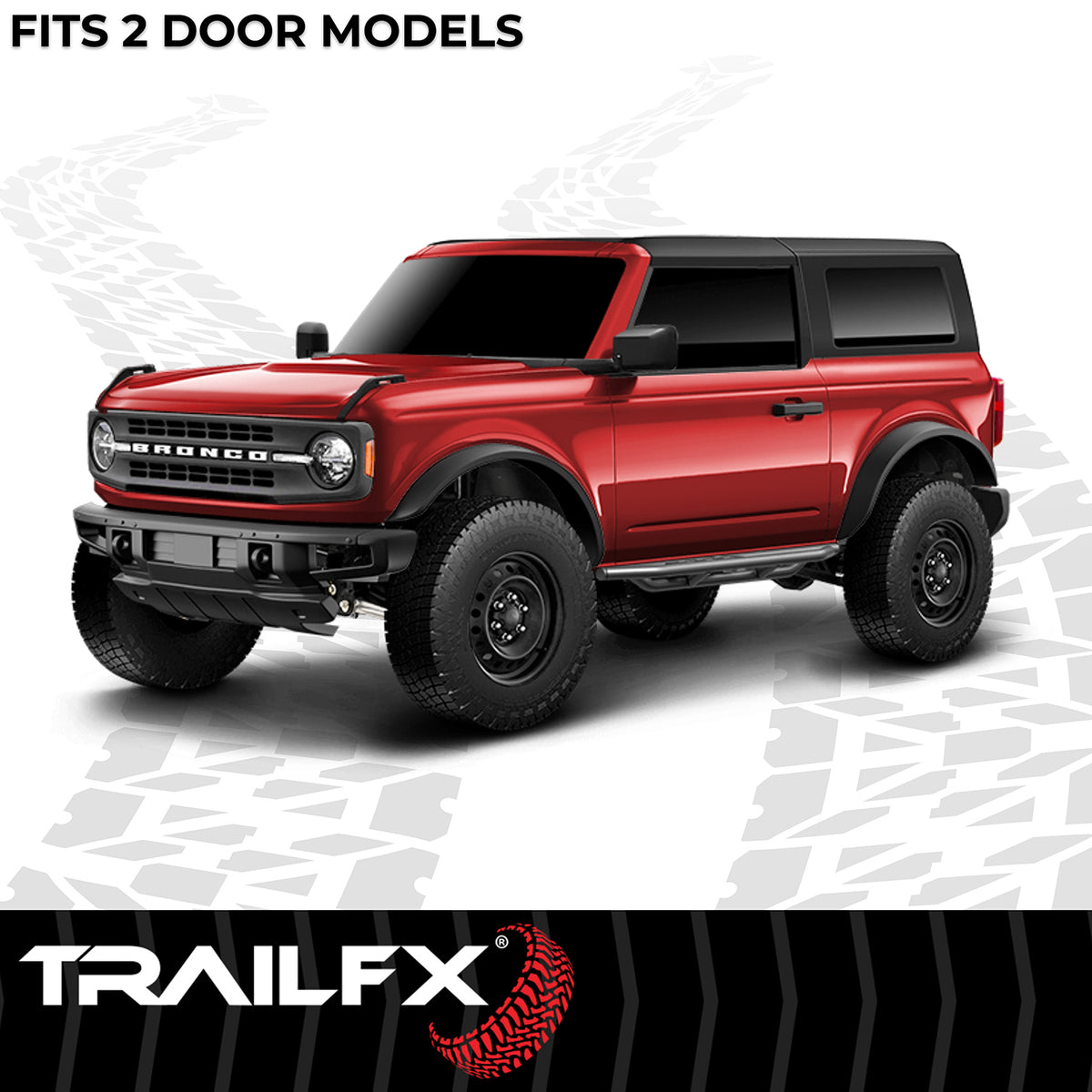 TrailFX Rocker Panel Guard For Ford Bronco - Round Tube, With One Step Area Per Bar (BR012T)