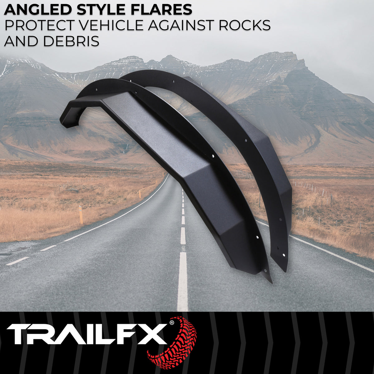 TrailFX Fender Flare For Ford Bronco - 4-3/4 Inch Tire Coverage, 1-1/2 Inch Height, Set Of 2 (BR014T)