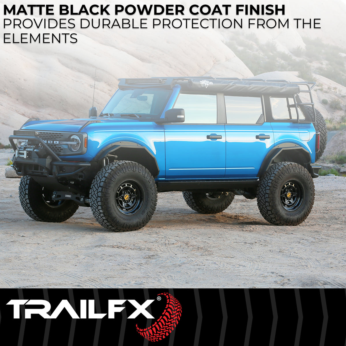 TrailFX Fender Flare For Ford Bronco - 4-3/4 Inch Tire Coverage, 1-1/2 Inch Height, Set Of 2 (BR014T)