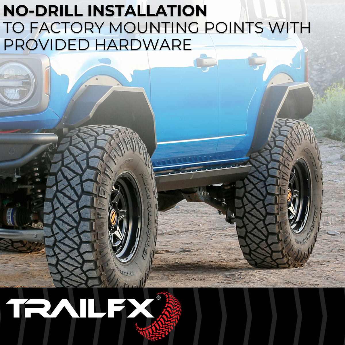 TrailFX Fender Flare For Ford Bronco - 4-3/4 Inch Tire Coverage, 1-1/2 Inch Height, Set Of 2 (BR014T)