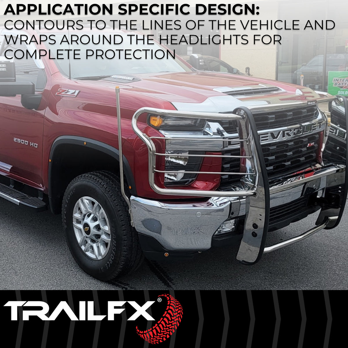 TrailFX Grille Guard For Chevrolet Silverado 1500 - 1-1/2 Inch Diameter, With Brush Guard, Without Skid Plate (E0047S)