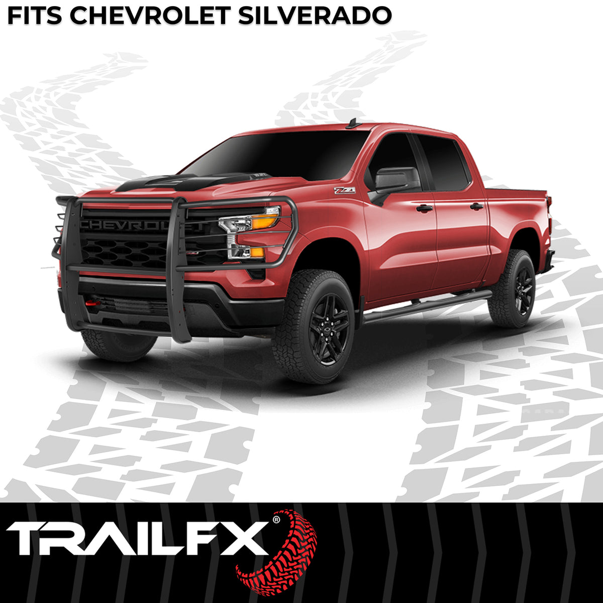 TrailFX Grille Guard For Chevrolet Silverado 1500 - 1-1/2 Inch Diameter, With Brush Guard, Without Skid Plate (E0047T)