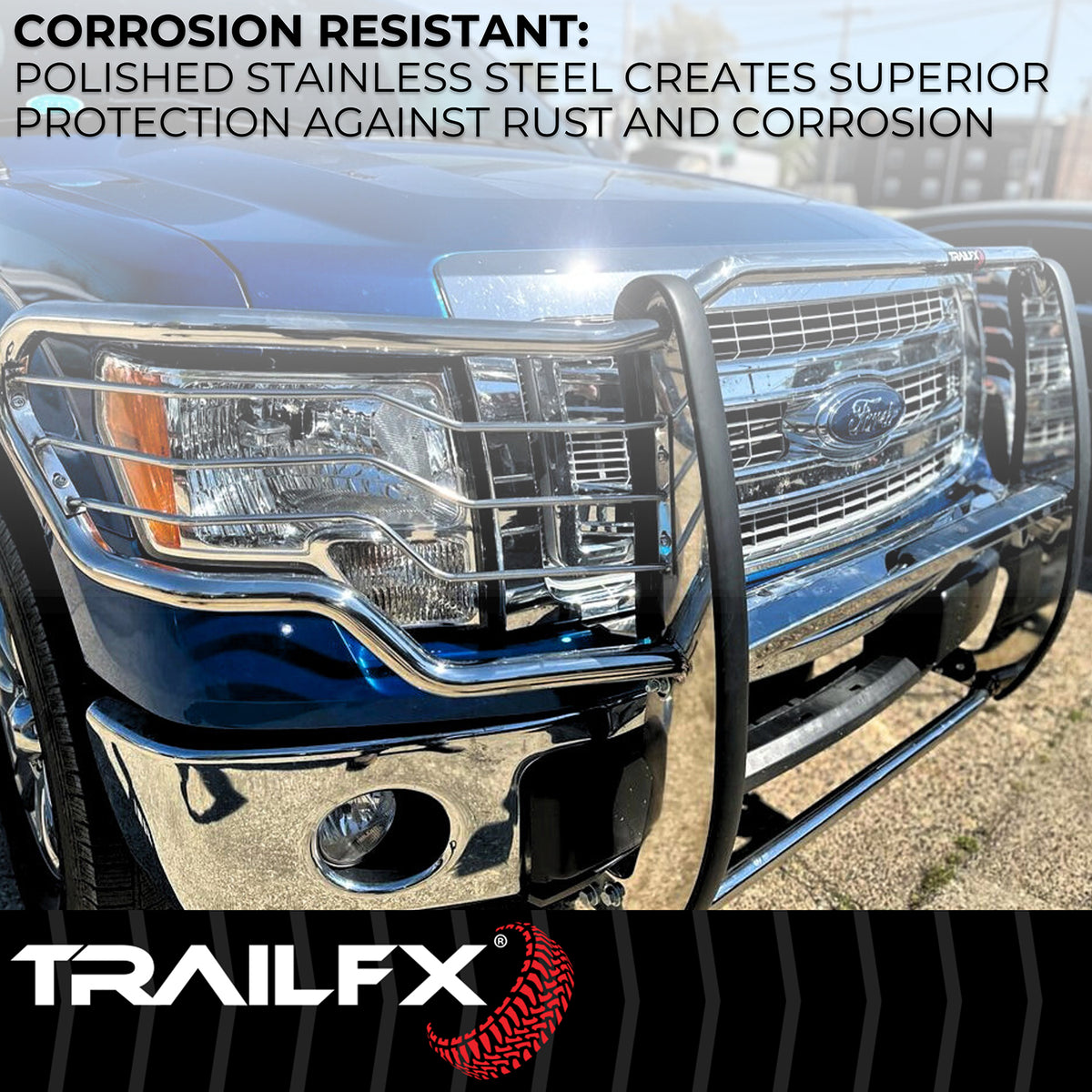 TrailFX Grille Guard For Nissan Frontier - 1-1/2 Inch Diameter, With Brush Guard, Without Skid Plate (E0048S)