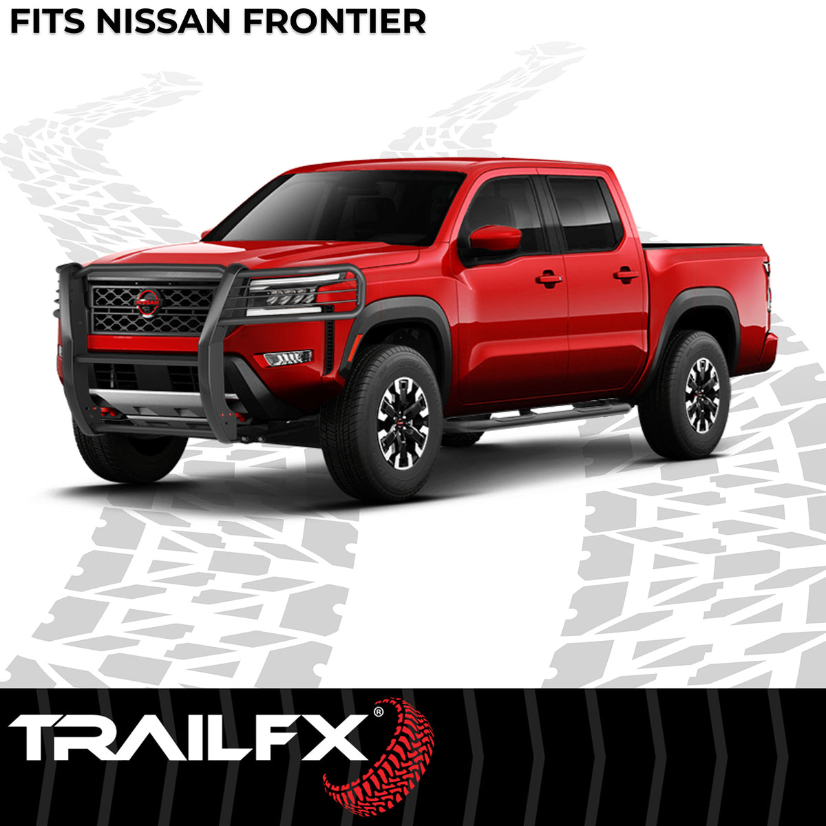 TrailFX Grille Guard For Nissan Frontier - 1-1/2 Inch Diameter, With Brush Guard, Without Skid Plate (E0048T)