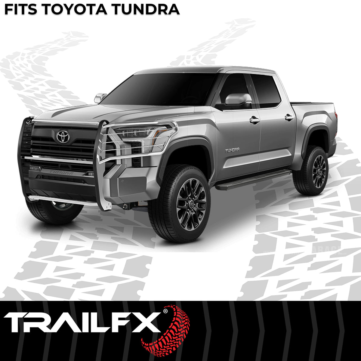 TrailFX Grille Guard For Toyota Tundra - 1-1/2 Inch Diameter, With Brush Guard, Without Skid Plate (E0049S)