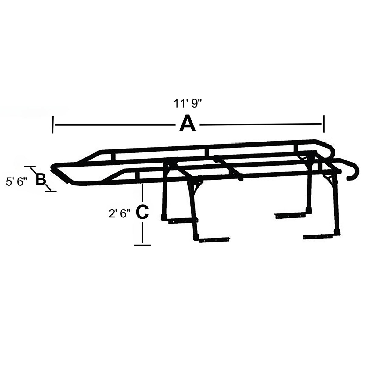 TrailFX Ladder Rack - 1500 Pound Capacity Multi-Fit Powder Coated Black Steel (FCLR001B)