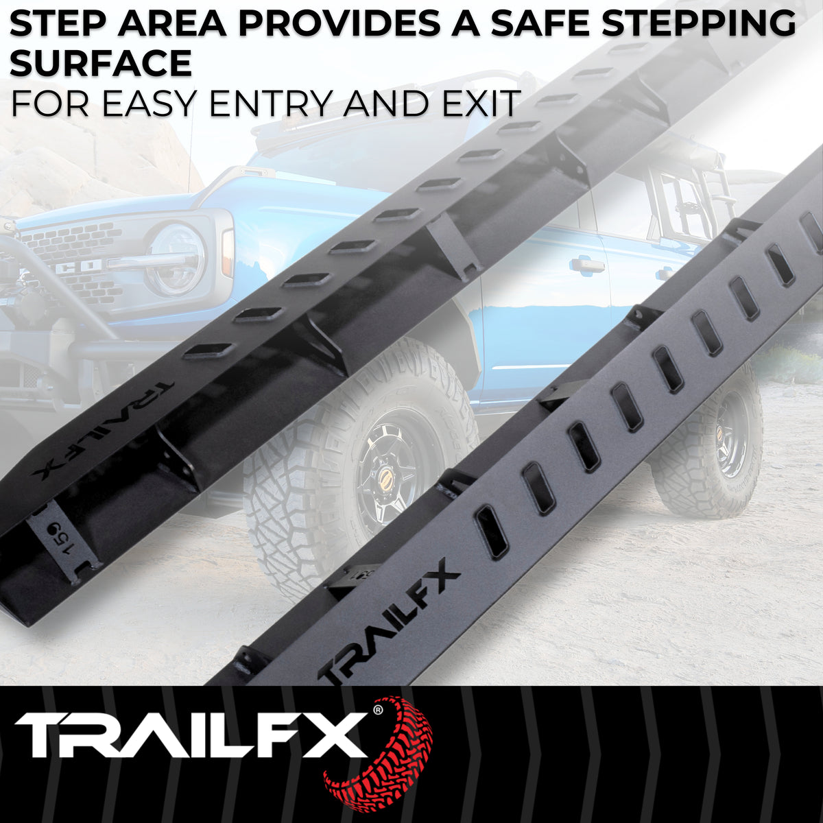 TrailFX Running Board For Ram 1500 - Tube, With Two Step Area Per Bar (ORB013)