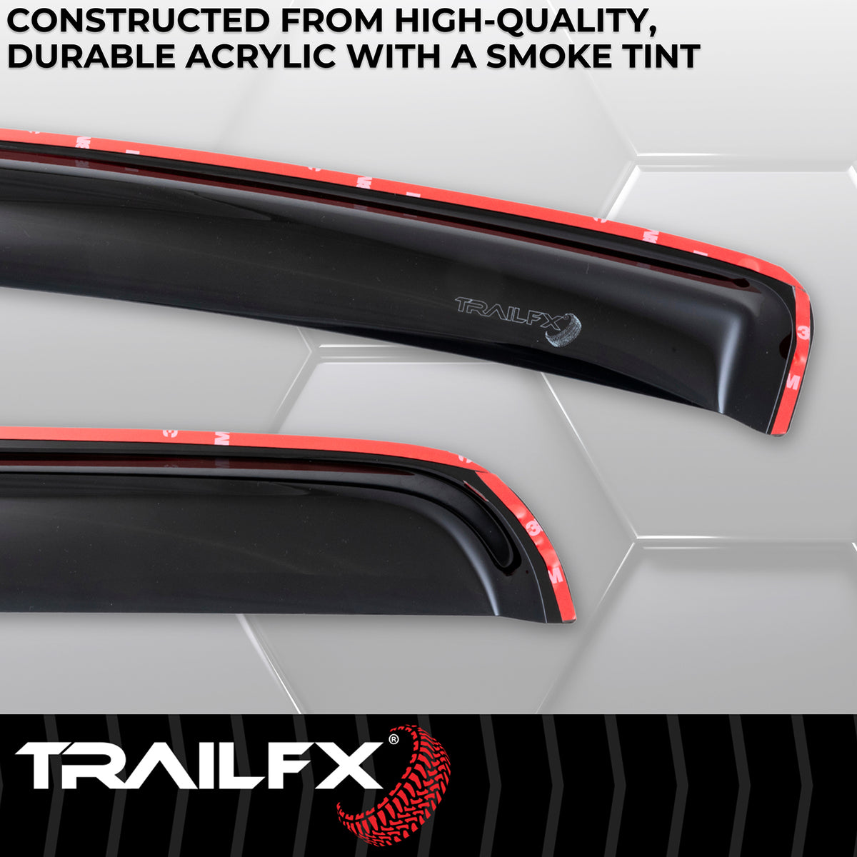 TrailFX Side Window Deflector For Toyota Tacoma - In-Channel, Smoke, Acrylic, Set of 4 (4056IC)