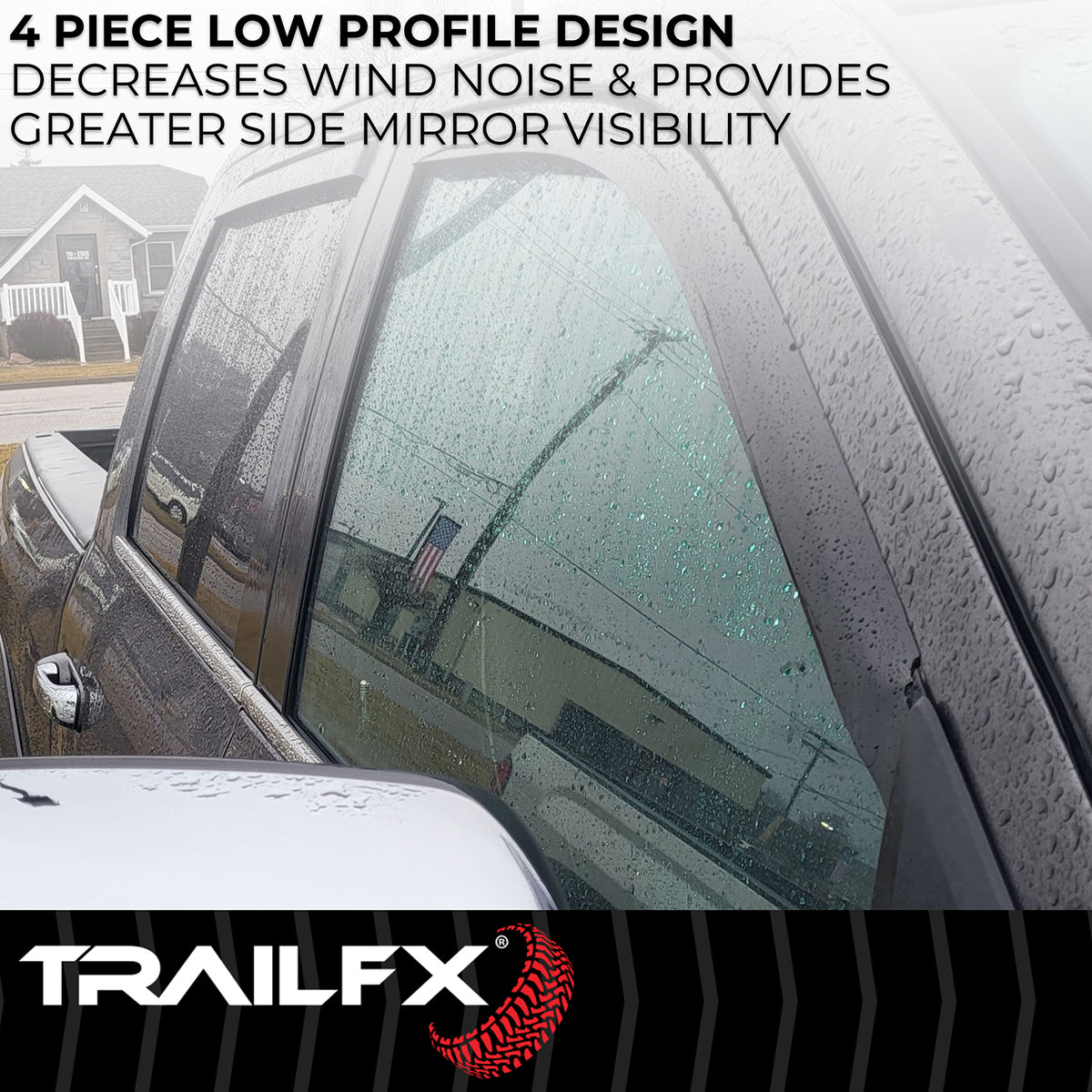 TrailFX Side Window Deflector For Dodge Ram 1500, Ram 1500, Ram 1500 Classic - In-Channel, Smoke, Acrylic, Set of 4 (4101IC)