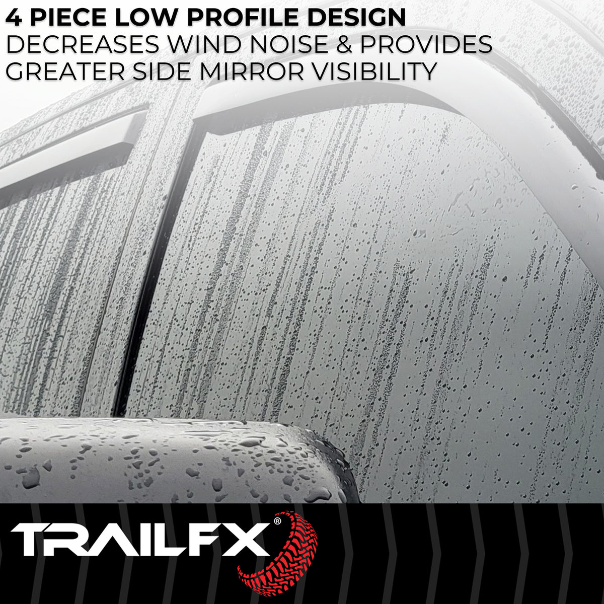 TrailFX Side Window Deflector For Dodge, Ram Trucks - In-Channel, Smoke, Acrylic, Set of 4 (4109IC)