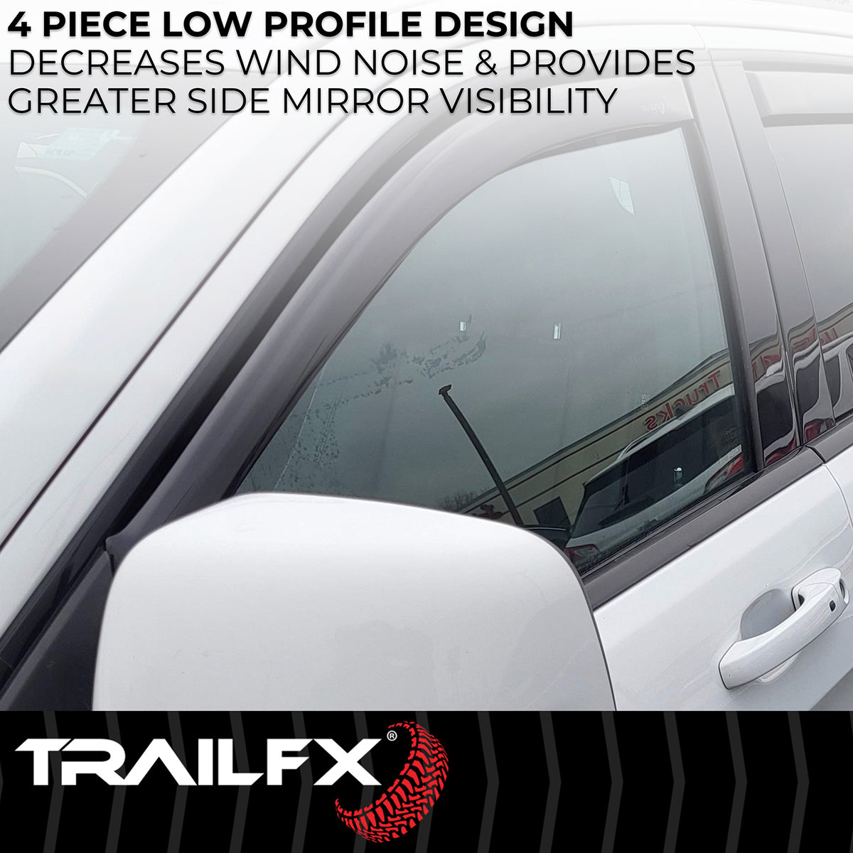 TrailFX Side Window Deflector For Jeep Grand Cherokee, Jeep Grand Cherokee WK - In-Channel, Smoke, Acrylic, Set of 4 (4252IC)