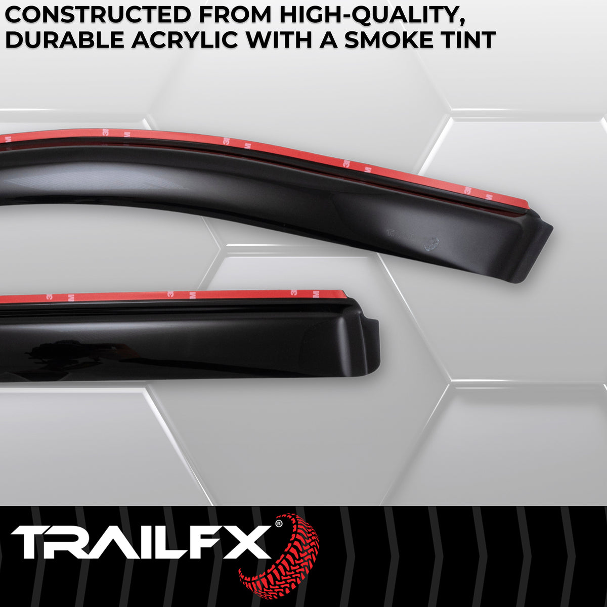 TrailFX Side Window Deflector For Jeep Grand Cherokee, Jeep Grand Cherokee WK - In-Channel, Smoke, Acrylic, Set of 4 (4252IC)